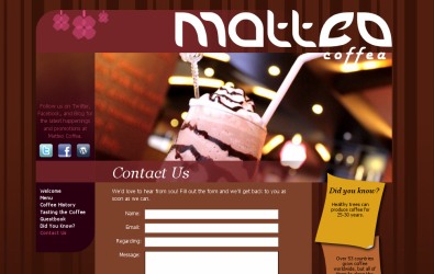 Cafe website header design