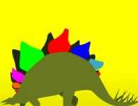 A stegosaurus with multicolour bling back scales.